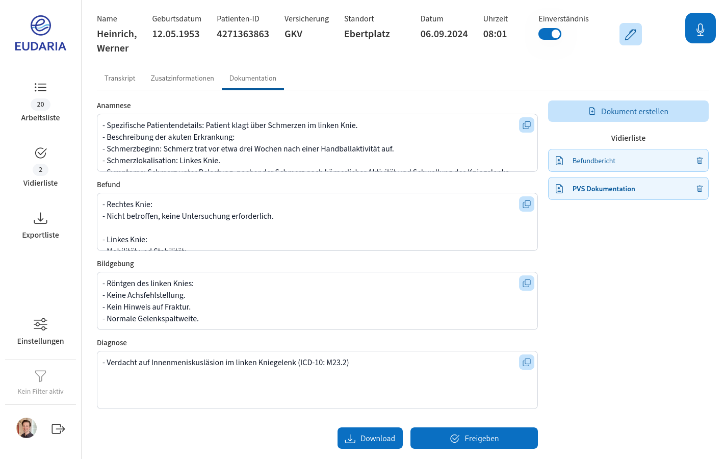 Umwandlung in Dokumentation